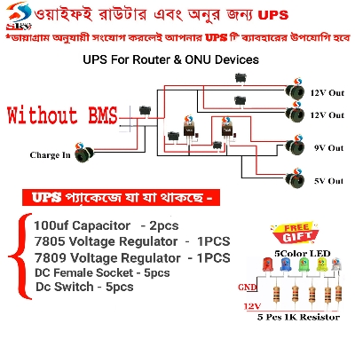 Picture of UPS Kit For Wi-fi Router and Onu - pack 3 without BMS