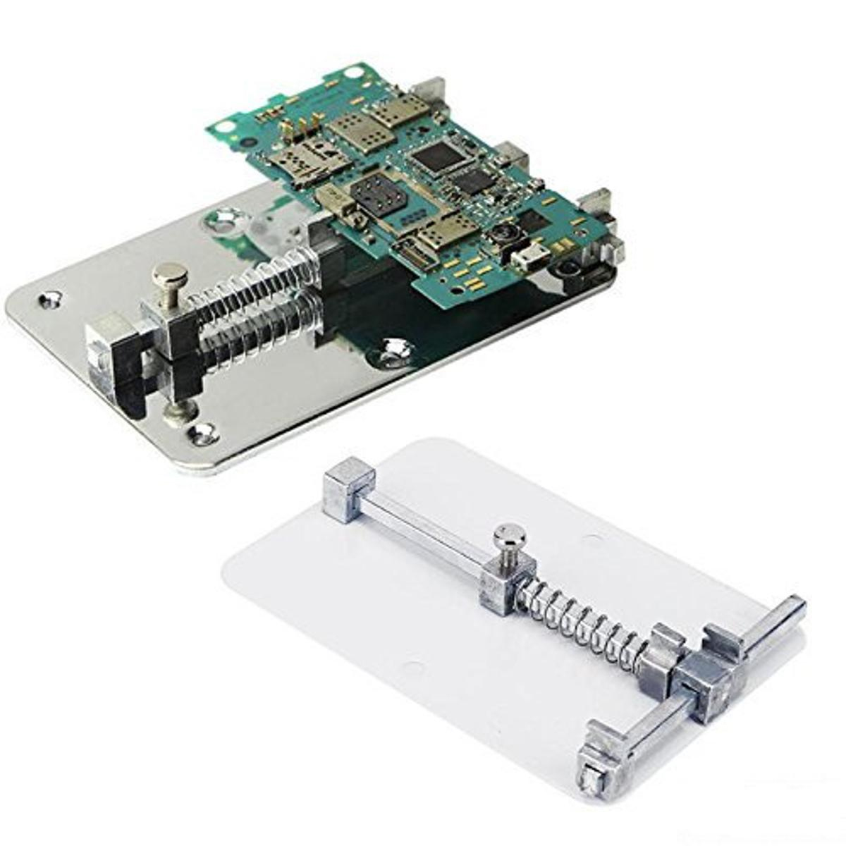 Picture of Universal PCB Holder Stand Stainless Steel 120x80x20mm Adjustable PCB Holder Circuit Board Fixture Soldering De-Soldering Jig Fixture Small Logic Boards Tool Sets