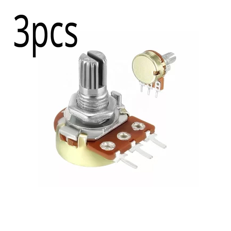 Picture of 3Pcs- 3 Pin 10K Potentiometer Panel Mount 10K Ohm 1/2 Watt 3 Terminal Single Gang Linear Taper Rotary Potentiometer 10K Ohm Adjustable Variable Resistor Potentiometer Pot Electronics Circuitry & Parts