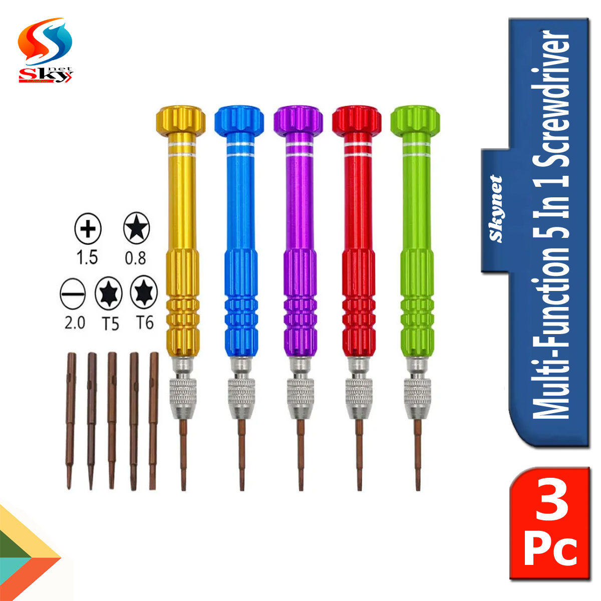 Picture of 5 in 1 Multi-Functional Screwdrivers Set with Magnetic-Repair Tools 3pcs