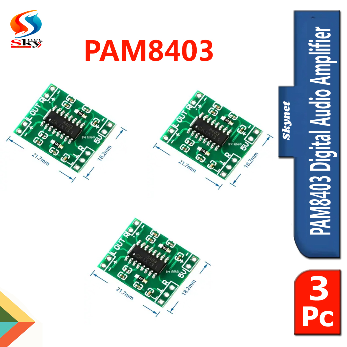 Picture of 3pcs-PAM8403 Digital Audio Amplifier 3W + 3W Stereo Class D 5V Amplifier Board