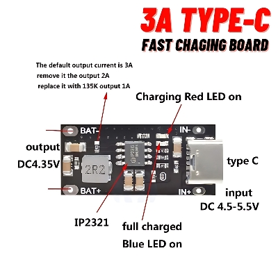 Picture of Lithium Battery 18650 Charging Module 3A Type C Fast Charging Board