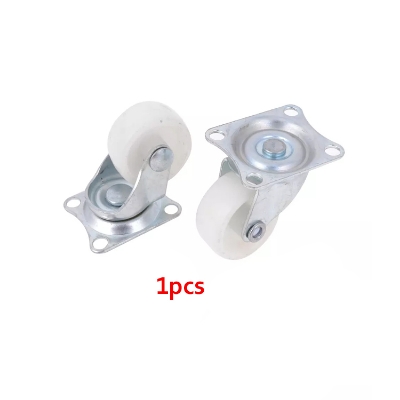 Picture of Universal Swivel Casters 1" Furniture Wheel Castor White PP Nylon Dual Roller Wheel For Platform Trolley Chair Fixed Swivel