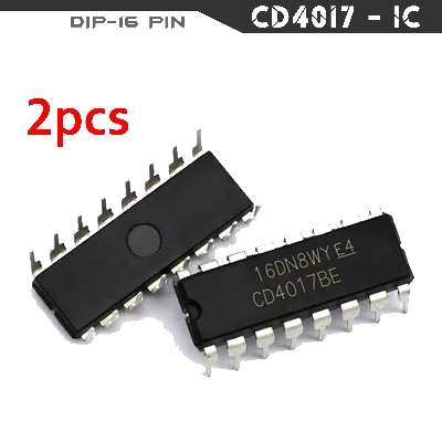 Picture of 2Pcs- CD4017 CD4017BE CD-4017 4017 DIP-16 Pin Leads Dual In Package IC Breadboard Friendly IC