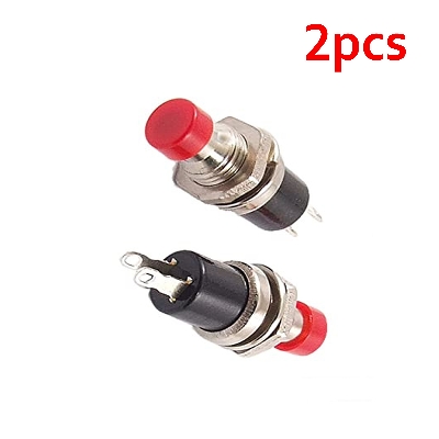 Picture of 2Pcs- RED CAP 2 Pin Momentary Stainless Steel Knob Switches 2Pin AC 250V 1A Mini Push Button SPST Momentary On Off Normally Open Lockless Momentary Push Button Switches