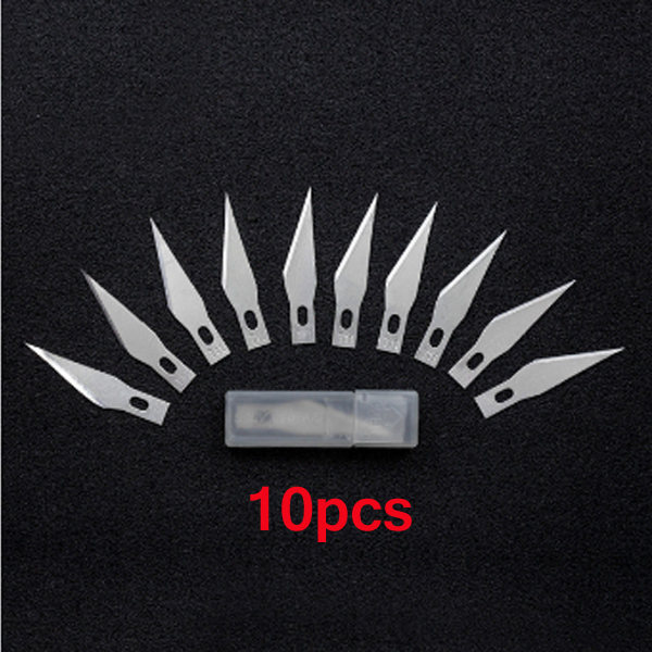Picture of 10Pcs Set Of Precision Blade 10Pcs Precision Cutter Blade With Safety Cap Blade Stainless Steel Blade 2.6cm Long Precision Cutter Tool Sets For Cutting Carving Craft DIY