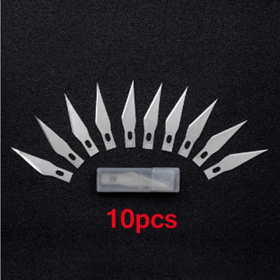 Picture of 10Pcs Set Of Precision Blade 10Pcs Precision Cutter Blade With Safety Cap Blade Stainless Steel Blade 2.6cm Long Precision Cutter Tool Sets For Cutting Carving Craft DIY