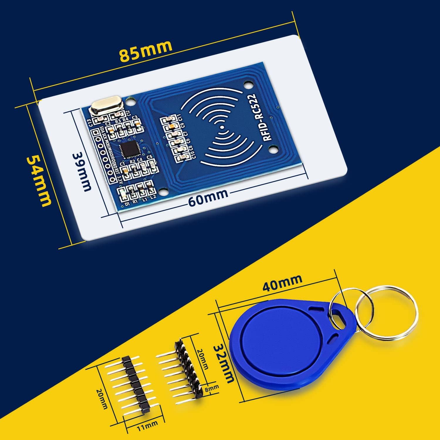 Picture of RFID Card Reader Module 13.56MHz, MF-RC522 interface with NodeMCU using Arduino