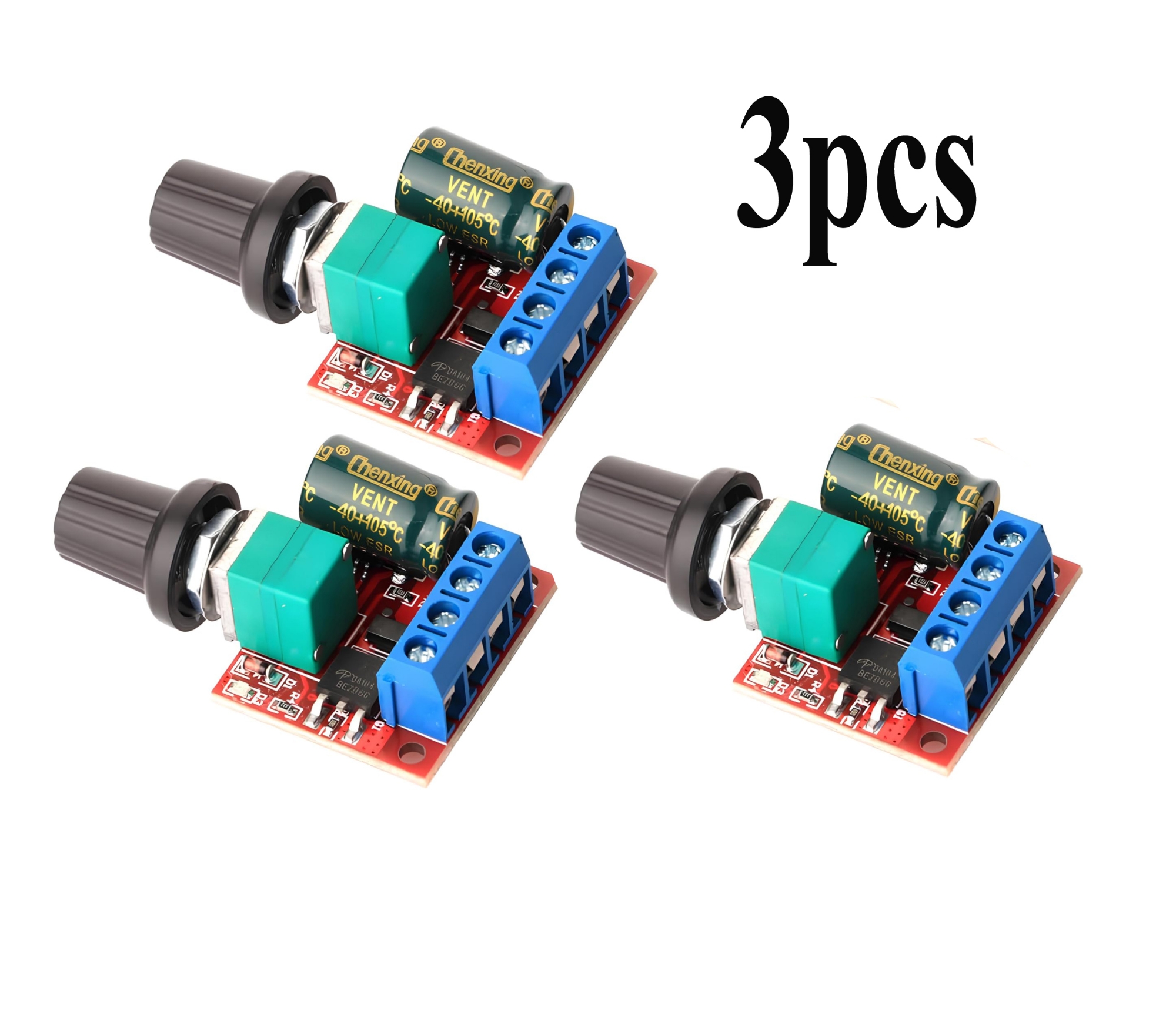 Picture of 3pcs Mini DC Motor PWM Speed Controller, DC 5V-35V 5A Speed Adjustable Switch Module, 6V 12V 24V Variable Voltage Regulator