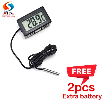 Picture of Digital LCD Display Temperature Meter Thermometer Temp Sensor 2pcs extra battery