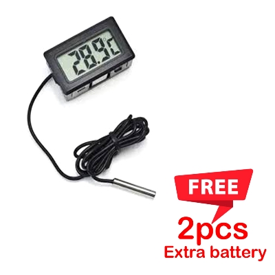 Picture of Digital LCD Display Temperature Meter Thermometer Temp Sensor 2pcs extra battery