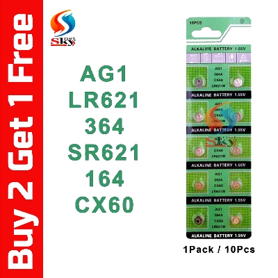 Picture of AG1 / 364A / LR621W / SR621SW / CX60 /LR60 Hand Watch Battery for Dial Watch - Buy 20pcs, Get 10pcs Free!