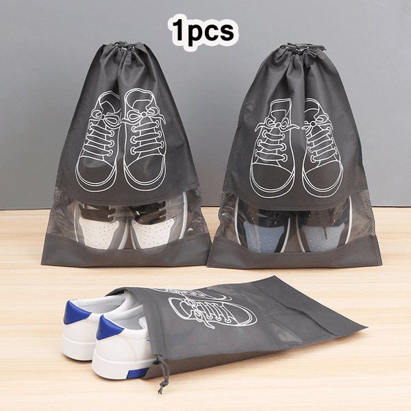 Picture of Travel Shoe Bag with Transparent Window Drawstring Dust-Proof Non-Woven Shoes Storage Bags for Daily and Travel Use | Shoes Storage Bag Dustproof Bag Closet Organizer Travel Portable Bag