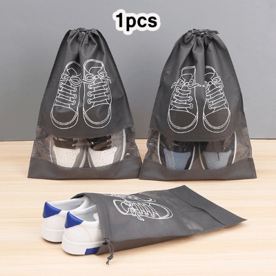 Picture of Travel Shoe Bag with Transparent Window Drawstring Dust-Proof Non-Woven Shoes Storage Bags for Daily and Travel Use | Shoes Storage Bag Dustproof Bag Closet Organizer Travel Portable Bag