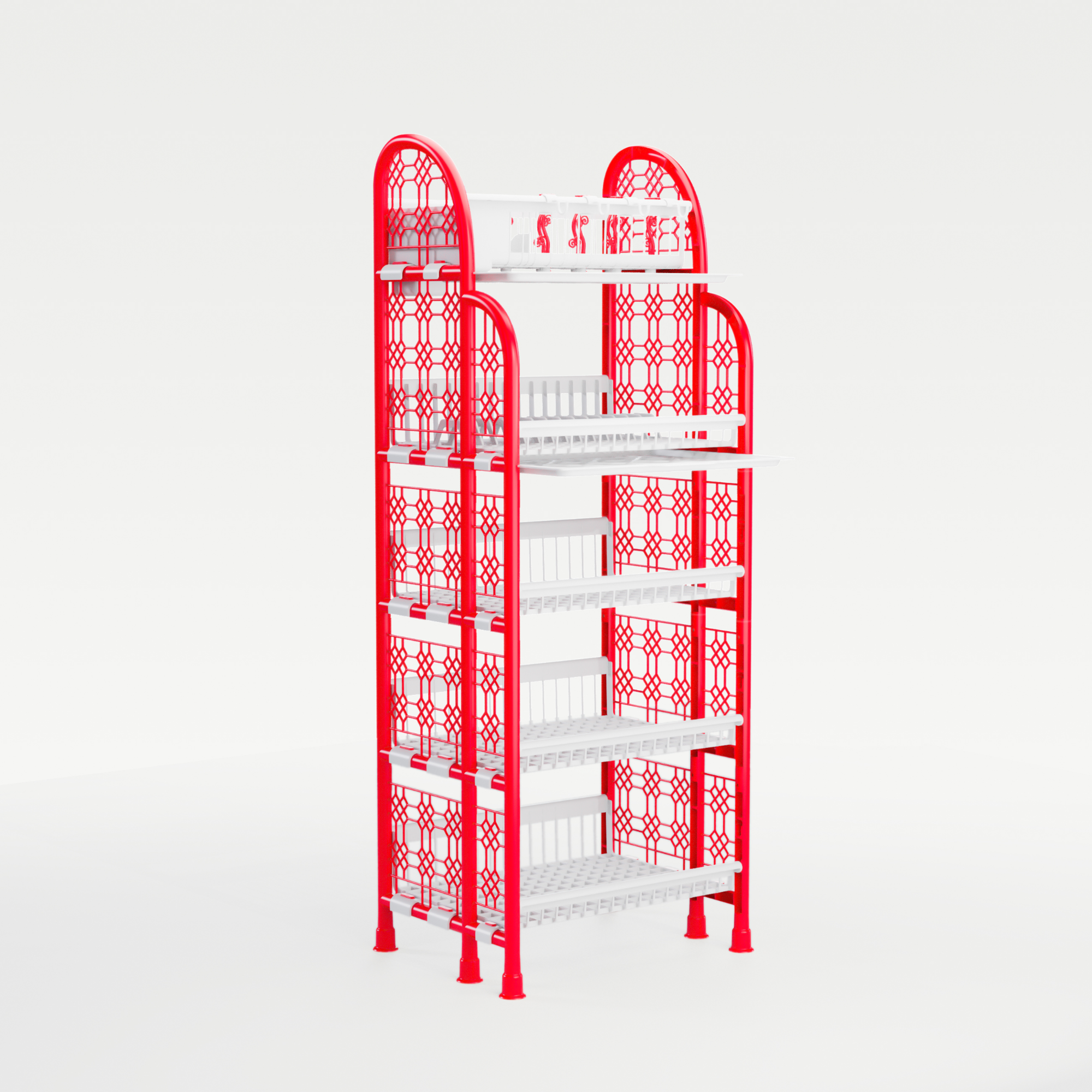 Buy Pop Hexagonal Rack -2 Tray- Red & White Online at Best Price