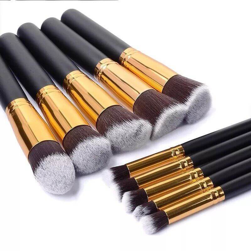 Picture of Kabuki Brush 10pcs Set - Black And Golden