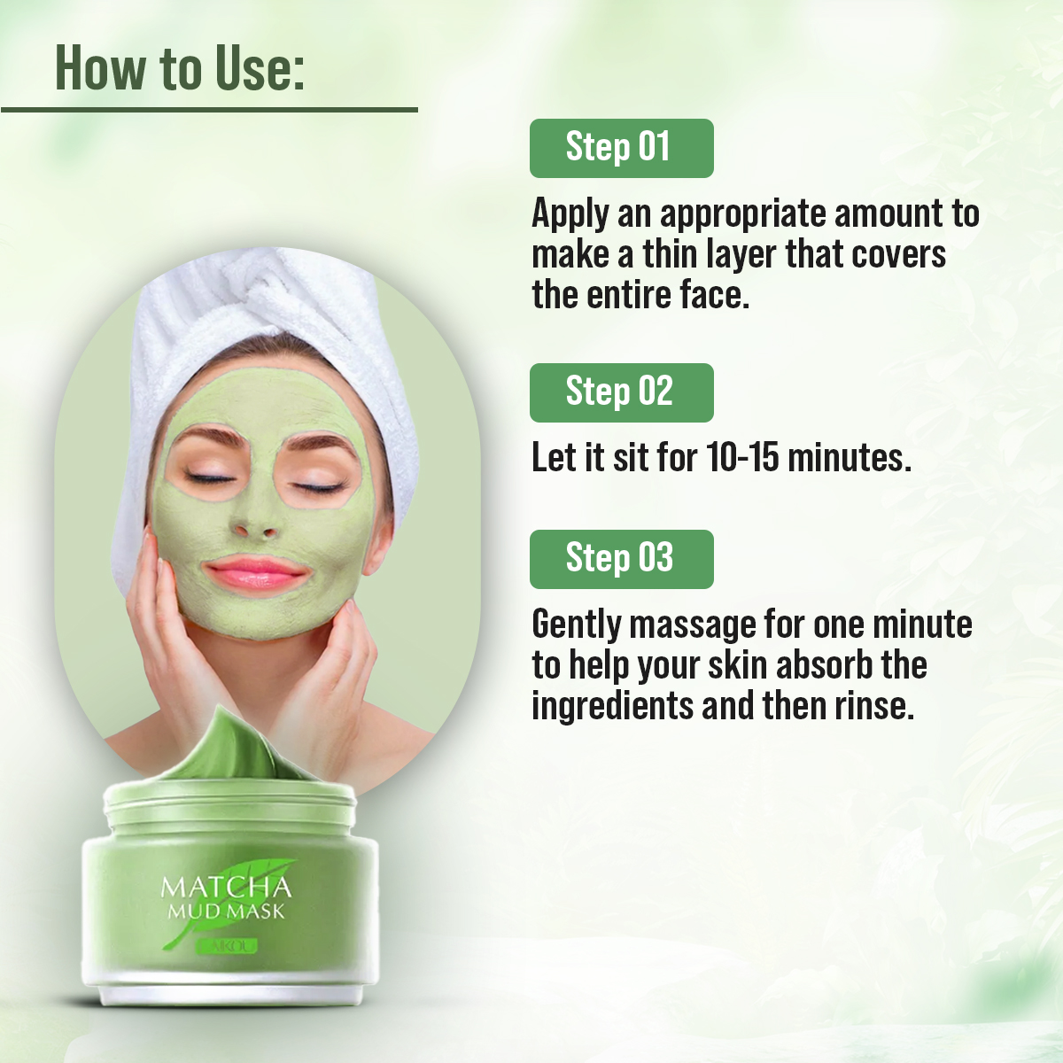 Picture of Laikou Green Tea Matcha Mud Facial Mask Clay Deep Cleaning Oil-Control Moisturizing Blackhead Remover Cleanser Mud Deeply-85gm