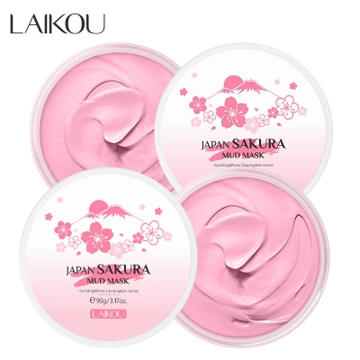 Picture of LAIKOU Japan Sakura Clay Mask Deep Cleansing Whitening Repair Skin Mud Korean Face Mask Oil Control Shrink Pores Skin Care- 90g