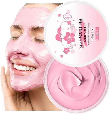 Picture of LAIKOU Japan Sakura Clay Mask Deep Cleansing Whitening Repair Skin Mud Korean Face Mask Oil Control Shrink Pores Skin Care- 90g