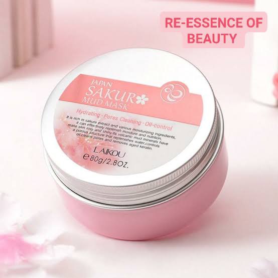 Picture of LAIKOU Japan Sakura Clay Mask Deep Cleansing Whitening Repair Skin Mud Korean Face Mask Oil Control Shrink Pores Skin Care- 90g