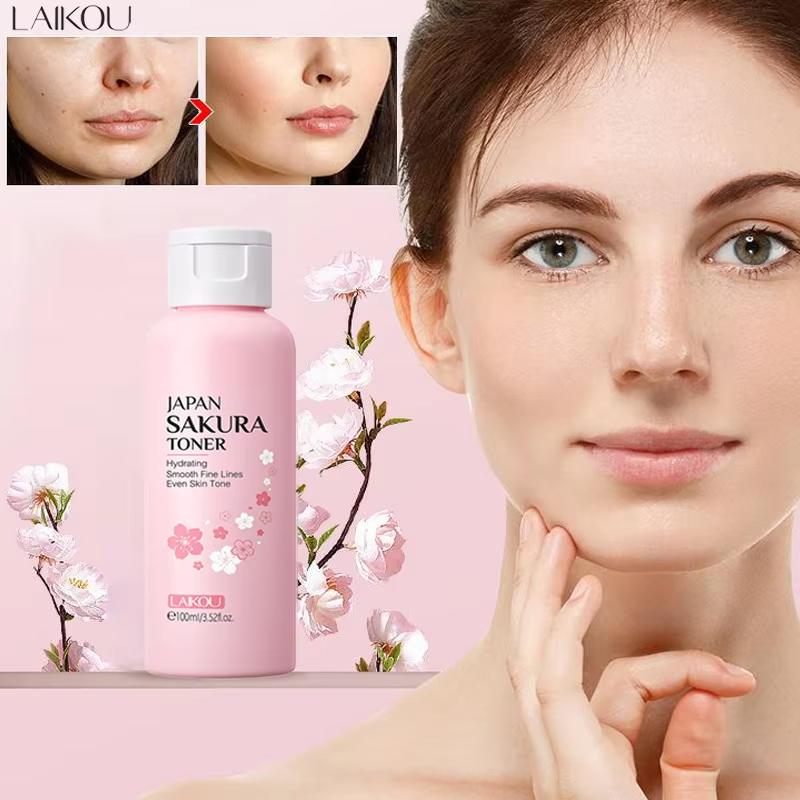 Picture of LAIKOU Cherry Blossoms Face Tonic Deep Moisturizing Oil-control Shrink Pores Makeup Water Care Sakura Skin Toner 100ml