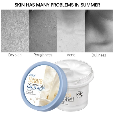 Picture of Fenyi Milk Body Exfoliating Scrub Leg Arm Brightening Nourishing Cleansing Cream Gentle 100g Skin Care