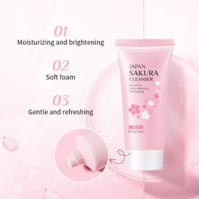 Picture of LAIKOU Japan Sakura Face Wash Foam Cleanser Soft Brush Deep Cleansing-50gm - Face Wash