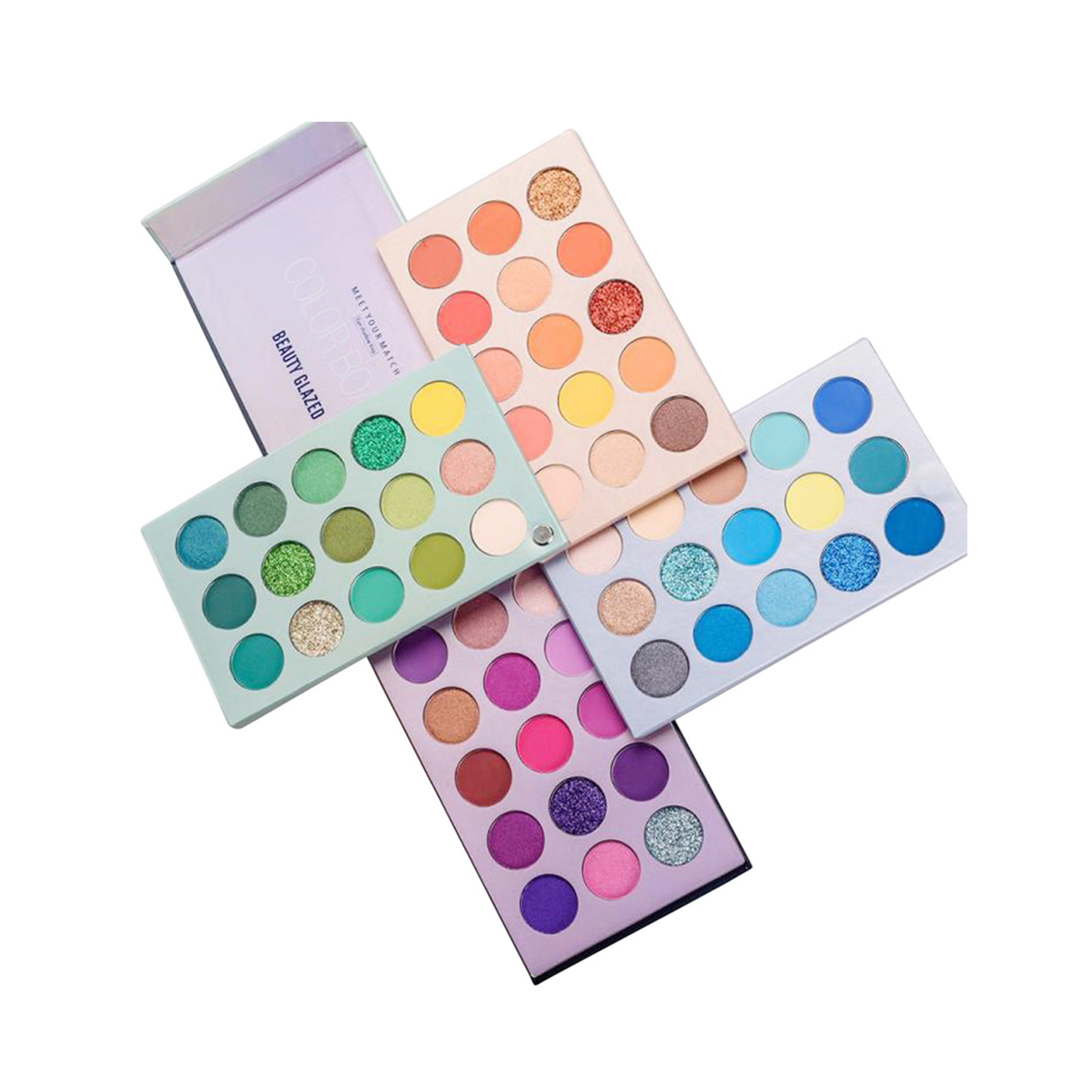 Picture of BEAUTY GLAZED 4 in 1 Color Board Eyeshadow Palette Long Lasting 60 Colors Neon Eye Pigment Matte Glitter Eye Shadow