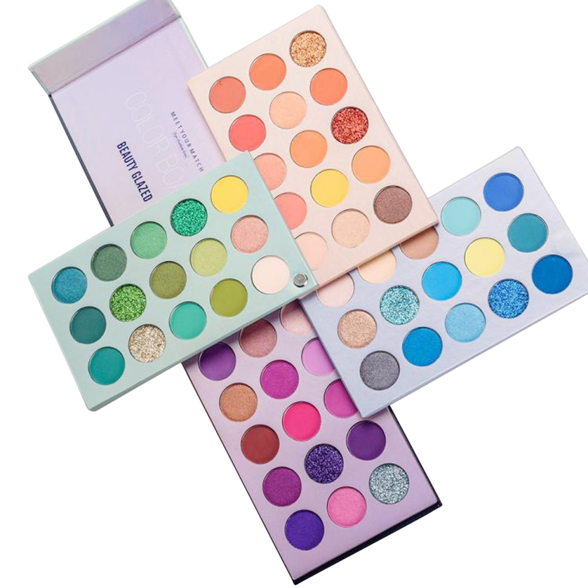 Picture of BEAUTY GLAZED 4 in 1 Color Board Eyeshadow Palette Long Lasting 60 Colors Neon Eye Pigment Matte Glitter Eye Shadow