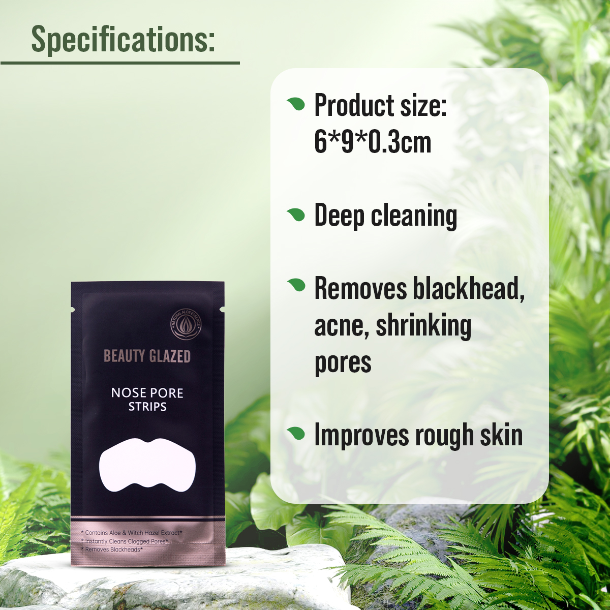 Picture of Beauty Glazed Nose Pore Strips Deep Nose Cleansing With Blackhead Acne Nose Patch To Remove Moisturizing Whitening Skin Care-5pcs