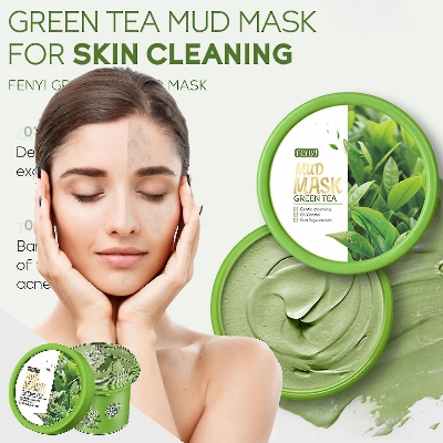 Picture of Fenyi Green Tea Mud Mask Brightening Remove Acne Pores Blackheads Cleansing Oil Control- 100ml