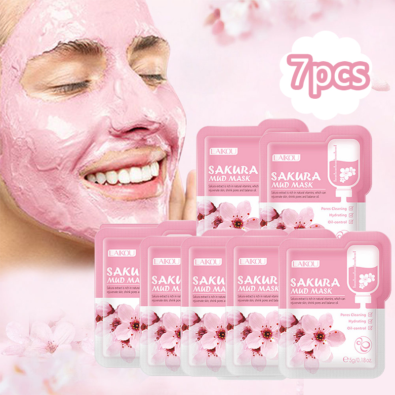 Picture of LAIKOU- 7pcs Japan Sakura Mud Face Mask Cleansing
