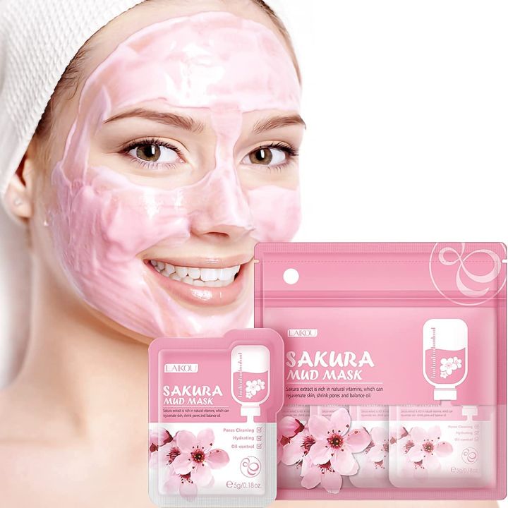 Picture of LAIKOU- 7pcs Japan Sakura Mud Face Mask Cleansing