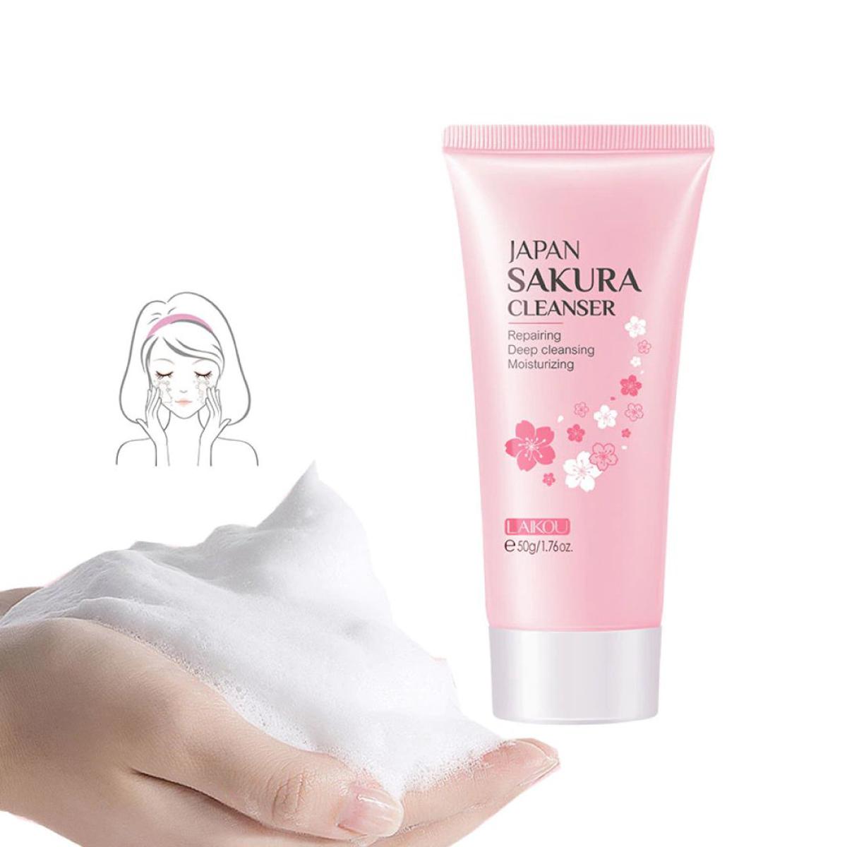 Picture of Laikou Japan Sakura Foam Cleanser Face Wash Oil Control Brightening Skin Care- 50gm