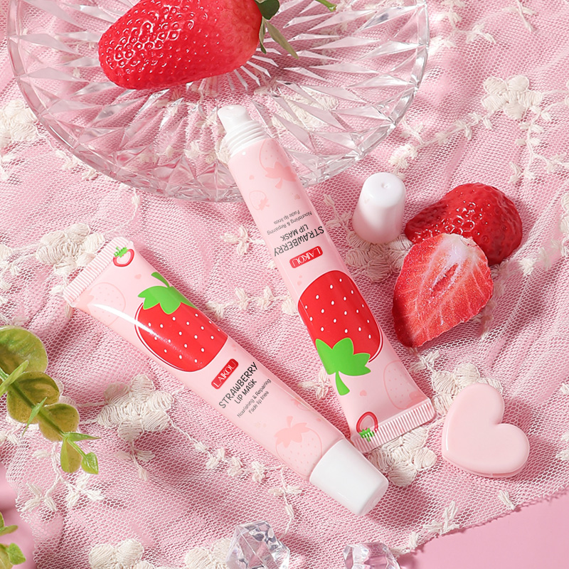 Picture of LAIKOU Strawberry Lip Balm Sleeping Mask Night Lip Moisturizer Skin-(18g)