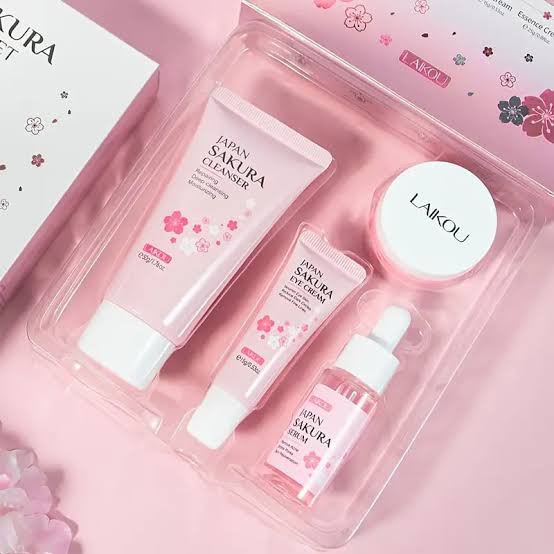 Picture of LAIKOU Japan Sakura Skincare Set Whitening Essence Anti-aging Eye Cream Brightening Serum 4pcs Skin Care Sets