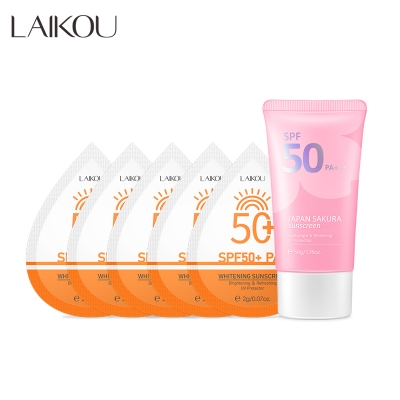 Picture of LAIKOU UV Protector 2gx5pcs Body Waterproof Sunblock SPF50+ Sakura Face Whitening Sunscreen 50g-6pcs