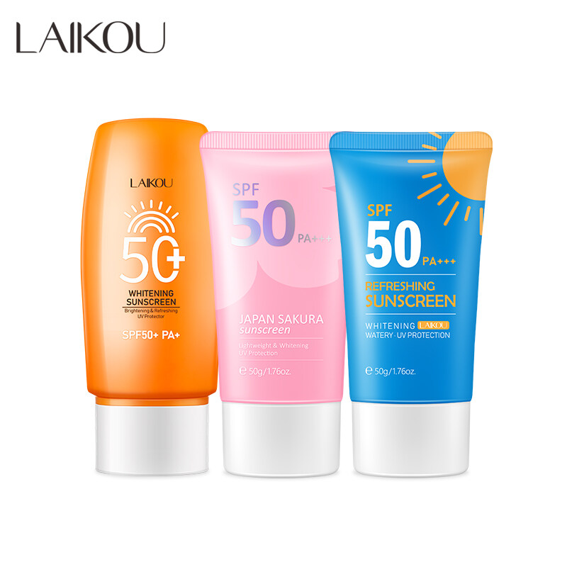 Picture of LAIKOU Whitening Sunscreen Set Refreshing Tone Up Moisturizing Long Lasting UV Sun Protection SPF 50+ Sunblock 50g/(Combo 3ps set)