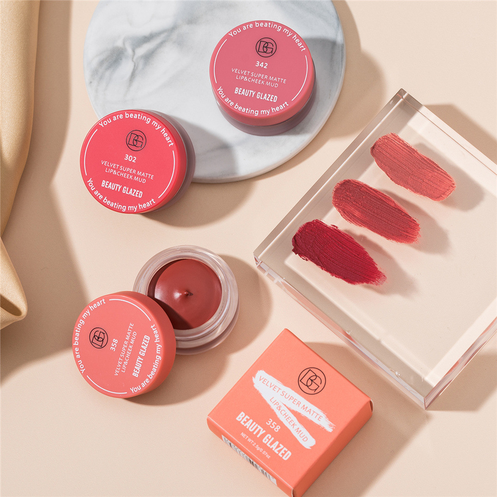 Picture of Beauty Glazed Velvet Matte Lipstick Mud Moisturize Waterproof Long Lasting Double Use For Lip And Cheek-302