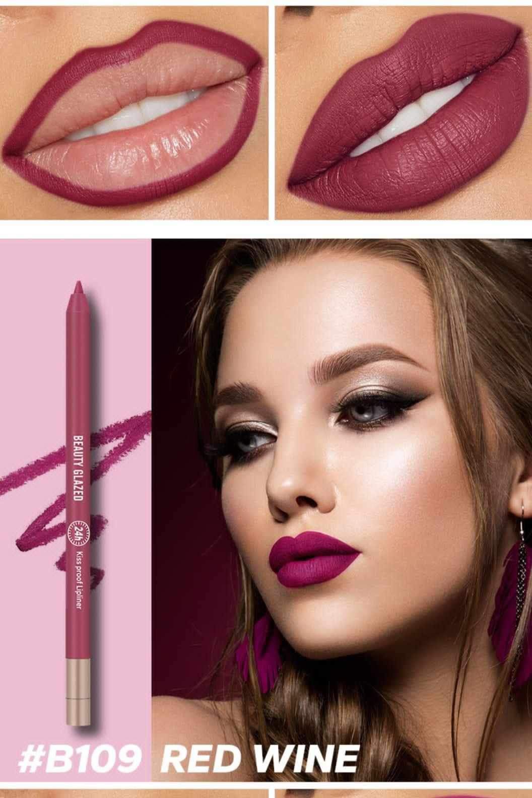 Picture of BEAUTY GLAZED Waterproof Matte Lip Liner Pencil For Lips Eyeliner Blush Smooth Easy To Wear Long Lasting Lip Glaze Pen Sketch Dye Tint Lipstick Lip Makeup -#B109