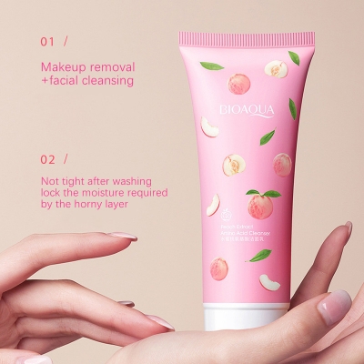 Picture of BIOAQUA face wash Peach Extract Amino Acid Cleanser pembersih wajah 100g- Face Wash Mousse Makeup Removal