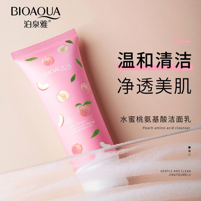 Picture of BIOAQUA face wash Peach Extract Amino Acid Cleanser pembersih wajah 100g- Face Wash Mousse Makeup Removal
