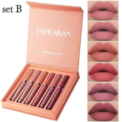 Picture of HANDAIYAN 6 Colors Long Lasting Velvet Lips Tint Liquid Lipsticks Waterproof Non-Stick Cup Lipgloss Gift Set (B)