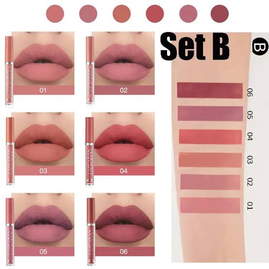 Picture of HANDAIYAN 6 Colors Long Lasting Velvet Lips Tint Liquid Lipsticks Waterproof Non-Stick Cup Lipgloss Gift Set (B)