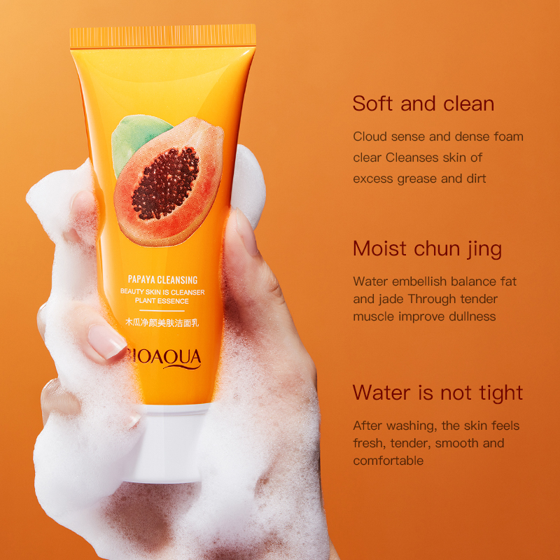Picture of BIOAQUA papaya moisturizing shrink pore face wash foam facial cleanser -100gm