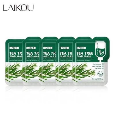 Picture of LAIKOU Tea Tree Mud Mask Moisturizing Oil-Control Anti Wrinkle Deep Cleansing Shrink Pore Plant Essence Face Mask Skin Care-5pcs