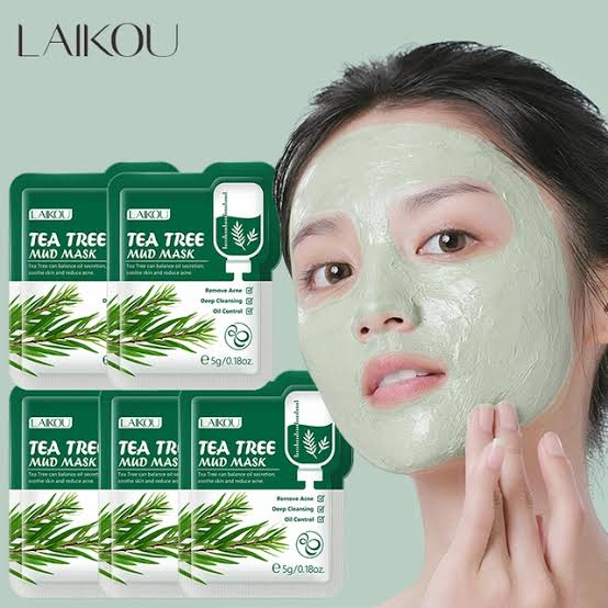 Picture of LAIKOU Tea Tree Mud Mask Moisturizing Oil-Control Anti Wrinkle Deep Cleansing Shrink Pore Plant Essence Face Mask Skin Care-5pcs