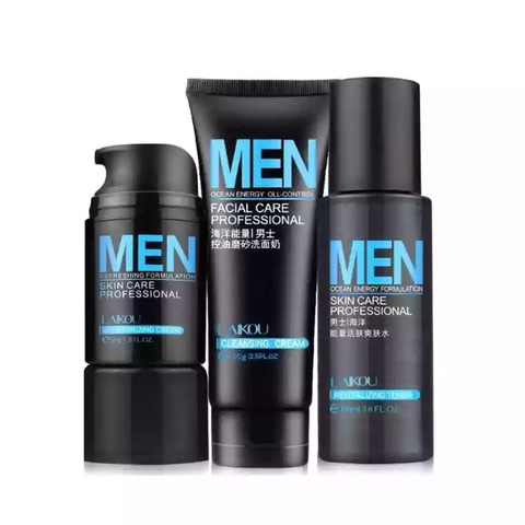 Picture of Laikou Men's Skin Care Product Set Facial Cleanser + Toner +Facial Cream Lotion Oil Control Cleansing, Hydrating and Moisturizing-3pcs Set