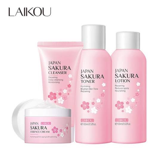 Picture of LAIKOU Sakura 4Pcs Set( Toner / essence Cream/ Cleanser/ Lotion )Skin Rejuvenation Brightening Skin Skin Care Set
