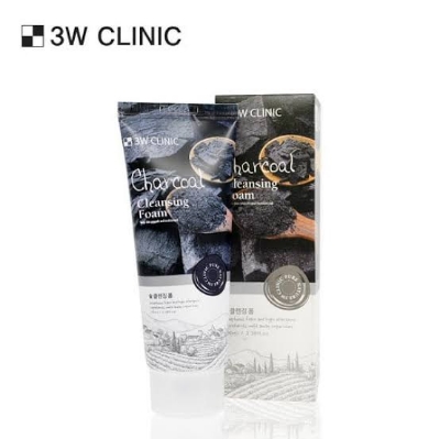 Picture of [3W clinic] sepiolite for facial cleanser charcoal/genuine charcoal cleansing foam, 100 ml